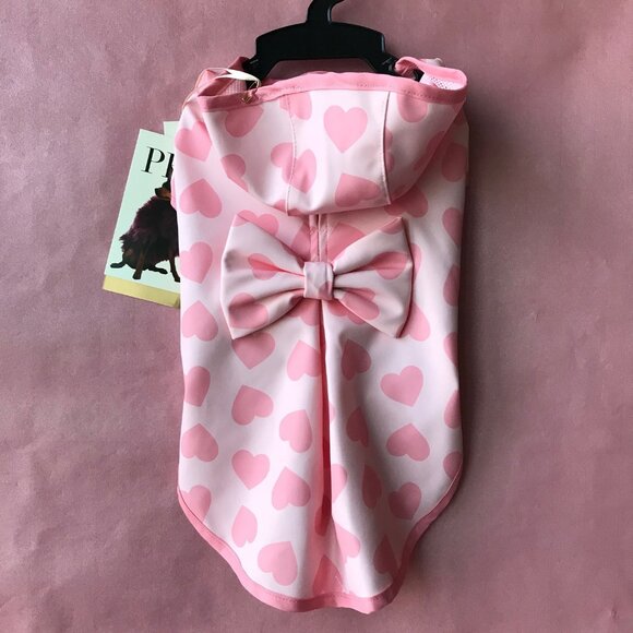 Rachel Zoe  Dog Rain Coat Heart  Pink  Size : M - Picture 1 of 8
